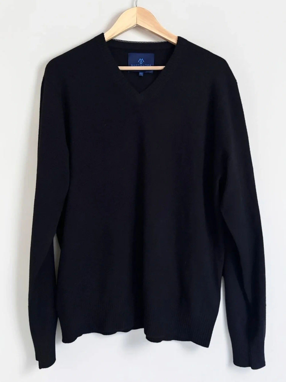 Martin + Osa 100% Cashmere V-Neck Sweater Men’s XXL Midnight Navy Soft